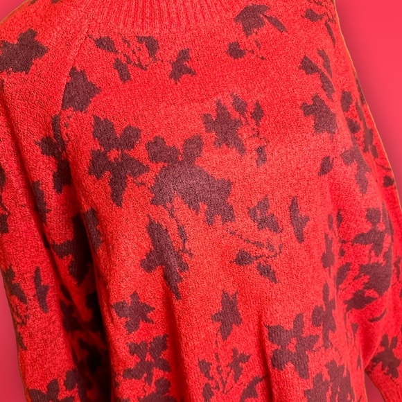 NWT Liz Claiborne Cabaret Red Floral Acrylic Blend Knit Spring Blooms Sweater 1X - Picture 3 of 6